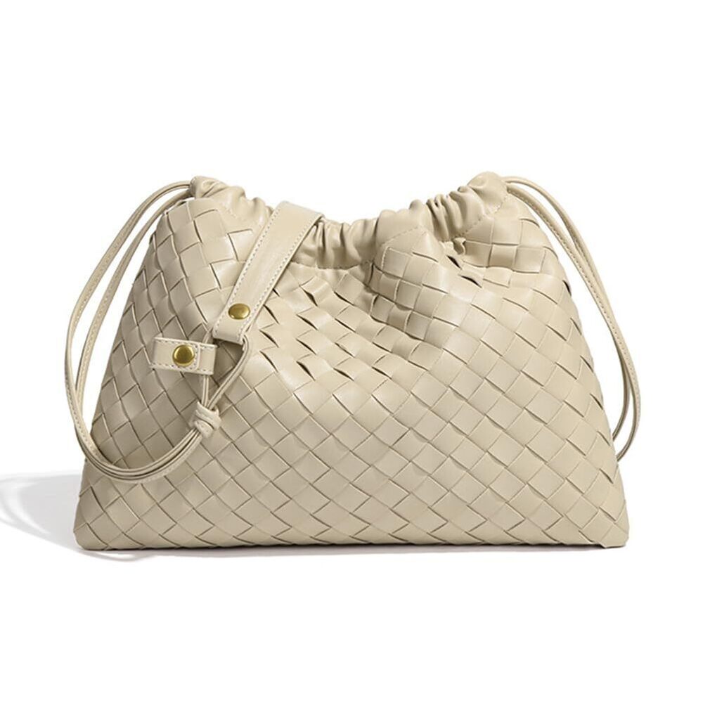 5343 Woven Large Crossbody Bags Trendy Soft Leather Shoulder Tote Purses